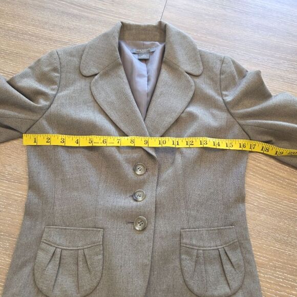 Ann Taylor Petites Taupe Tan Tweed 3 Button Lined Blazer Jacket Size 2P - Picture 5 of 9